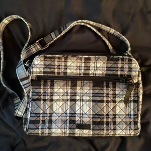 Vera Bradley Triple Zip Hipster crossbody bag in Cozy Plaid Neutral Discontinued
